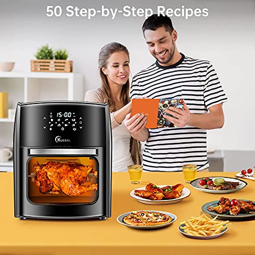 8 in 1 Air Fryer, 13-QT Air Fryer Oven with Digital Touch Screen, Toast, Bake, Roast, Rotisserie, Hot Oven Oilless Cooker, 1700W Electric Toaster Oven with Dehydrate, 7 Accessories & 50 Recipes
