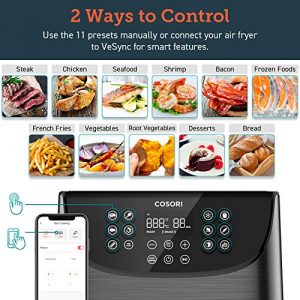 COSORI Smart WiFi Air Fryer 5.8QT(100 Recipes), Digital Touchscreen with 11 Cooking Presets & Air Fryer Accessories XL (C158-6AC), Set of 6 Fit all 5.8Qt, 6Qt Air Fryer, FDA Compliant, BPA Free