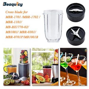 Beaquicy 2 Pack 16oz Cup with Cross Blade and Flat Blade Combo - Replacement for Mag-ic Bullet Blender Juicer 250W MB1001