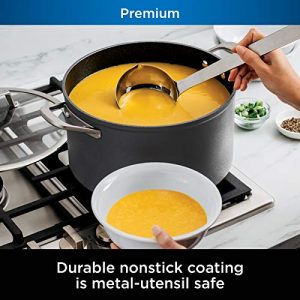 Ninja C30480 Foodi NeverStick Premium 8-Quart Stock Pot with Glass Lid, Hard-Anodized, Nonstick, Durable & Oven Safe to 500°F, Slate Grey