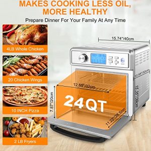 24QT Air Fryer Nictemaw, 16-in-1 Air Fryer Oven, 1700W Electric Air Fryer Toaster Oven, Presets for Baking, with LED Display & Temperature/Time Dial, Roaster, Broiler, Rotisserie