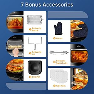 8 in 1 Air Fryer, 13-QT Air Fryer Oven with Digital Touch Screen, Toast, Bake, Roast, Rotisserie, Hot Oven Oilless Cooker, 1700W Electric Toaster Oven with Dehydrate, 7 Accessories & 50 Recipes