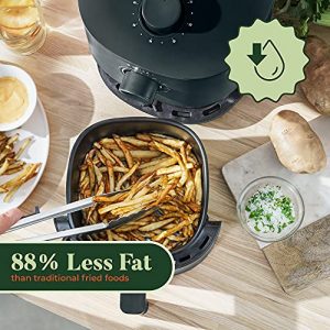 BELLA 2.9QT Manual Air Fryer, No Pre-Heat Needed, No-Oil Frying, Fast Healthy Evenly Cooked Meal Every Time, Removeable Dishwasher Safe Non Stick Pan and Crisping Tray for Easy Clean Up, Matte Black