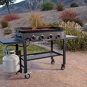 Blackstone 1554 Cooking 4 Burner Flat Top Gas Grill Propane Fuelled Restaurant Grade Professional 36” Outdoor Griddle Station with Side Shelf, 36 Inch, Black