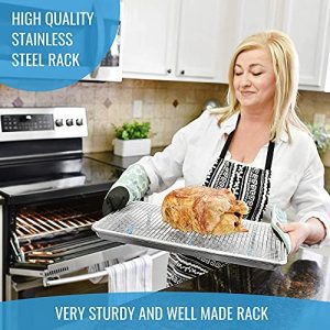 Baking Sheet with Wire Rack Set - Exclusive Silicone Feet Prevent Scratches - Bacon Rack for Oven - Aluminum Half Sheet Pans for Cooking with Stainless Steel Wire Baking Rack for Oven Cooking Rack