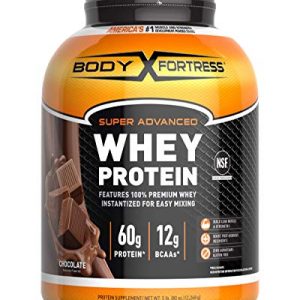 Body Fortress Whey Protein Powder, Chocolate Flavored, Gluten Free, 60 G Protein Per Serving, 5 Lbs