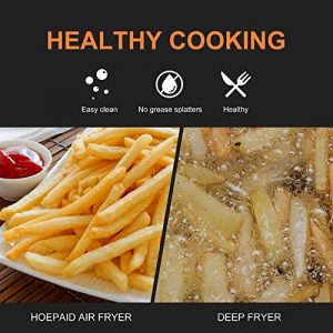 Hoepaid Air Fryer, No Oil Stainless Steel Oven with 3.6QT Capacity, Non-Stick Basket and Rack Included, Touch Screen and Knob, 8 Preset Modes, Display Digitale a LED，Suitable for Office, Home or Party, Hot Air Fryer 1350W