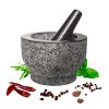 HiCoup Mortar and Pestle Set - 6 Inch Granite, Large Molcajete Bowl with Stone Grinder - Spice, Herb and Avocado Masher for Guacamole, Salsa and Pesto - Holds 2 Cups﻿