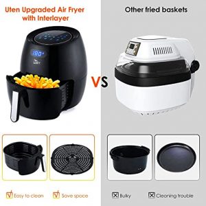 Air Fryer 6.9QT/6.5L, Uten 1700W High-power 8 in 1 Deep Frying Mode, Rapid Heating up, Non-Stick Oven, Oilless Cooking, Fast Heat up/Time Control, LED Digital Touchscreen, Black