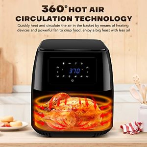 Hemoton Air Fryer 8 in 1, 8.5QT Large Family Size 1700W Electric Hot Air Fryer XL Oven Oilless Cooker with Digital Touch Screen, Nonstick Removable Basket, Cook Book (Black)