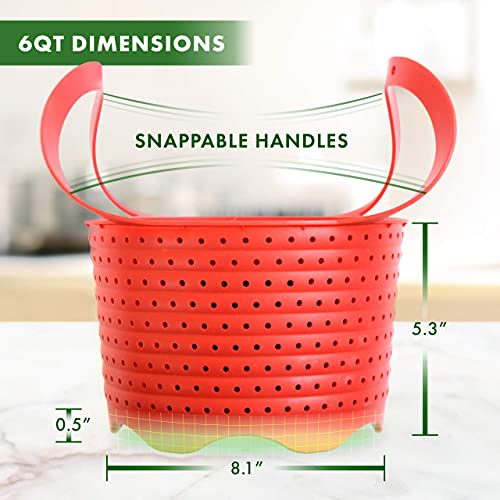 Avokado Silicone Steamer Basket for 6qt Instant Pot [3qt, 8qt avail], Ninja Foodi, Other Pressure Cookers and Instant Pot Accessories - Perfect Pressure Cooker Accessory - Rust and Dent Free