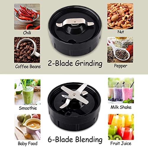 1200W Personal Bullet Blender for Shakes and Smoothies - 12-Piece Nutritional Blender for Kitchen with Blending and Grinding Blades, Recipe Book and Tritan 32+15 oz Travel Bottles for Fruits, BPA Free, Silver