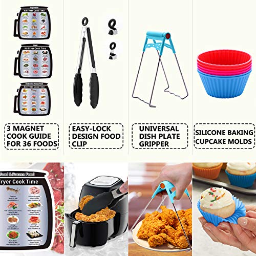 Air Fryer Accessories 18 PCS with Recipe Cookbook Liners for GoWISE Ninja COSORI Cozyna Philips 5.3, 5.5, 5.8, 6 Qt Dishwasher Safe BPA Free, Matte Gold