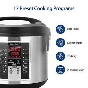 COMFEE' Rice Cooker, Slow Cooker, Steamer, Stewpot, Saute All in One (12 Digital Cooking Programs) Multi Cooker (5.2Qt ) Large Capacity, 24 Hours Preset & Instant Keep Warm