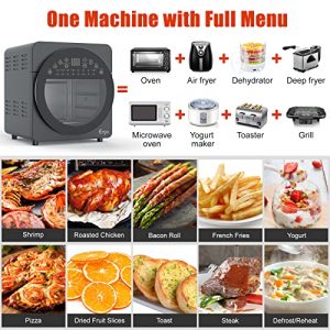 ERGO LIFE Air Fryer Oven 15.3 qt, 16-in-1 Digital Convection Oven with LCD TouchScreen &BPA-Free Accessories, Electric Hot Oven for Rotisserie Dehydrator Roast Bake Oilless & Low Fat Cooking