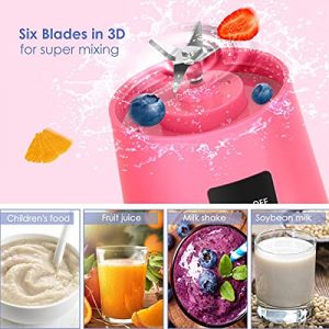 FlyBanboo Portable Blender, Personal Blender with USB Rechargeable Mini Fruit Juice Mixer,Personal Size Blender for Smoothies and Shakes Mini Juicer Cup Travel 380ML(Pink)