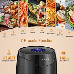 CAVIOR Air Fryer, 3.7QT Air Fryers 7-in-1 Hot Airfryer Oven Oilless Cooker with Digital Touch Screen Nonstick Basket Large Portable Electric Airfryers with 7 Cooking Presets Black