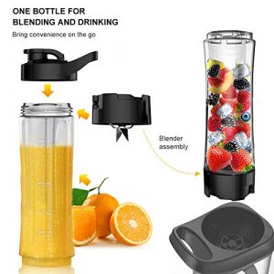 Smoothie Blender, Single Serve Blender for Smoothies and Shakes, Small Juice Blender with 2 Tritan BPA-Free 20Oz Blender Cups and Cleaning Brush