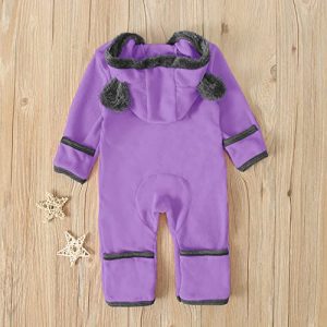Baby Boy Girl Hooded Jumpsuit Newborn Infant Toddler Winter Fleece Long Sleeve Romper