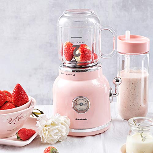 Smoothie Blender, Homeleader Personal Blender for Shakes and Smoothies, Portable Blender with 6 Sharp Blades, 21oz Travel Cup and Lids, Pink