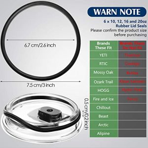 20 oz Replacement Rubber Lid Seals O Shaped Resealable Lid Gaskets Compatible Seals Lid Gaskets for 10, 12, 16 or 20 Ounce Insulated Stainless Steel Tumblers (Black,6 Pieces)