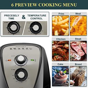 Secura Air Fryer XL 5.3 Quart 1700-Watt Electric Hot Air Fryers Oven Oil Free Nonstick Cooker w/Additional Accessories, Recipes, BBQ Rack & Skewers for Frying, Roasting, Grilling, Baking (Gray)