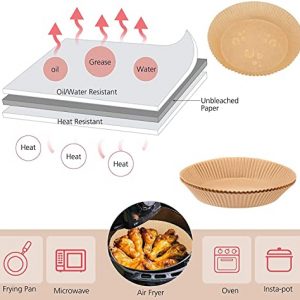 Air Fryer Disposable Paper Liner, 50PCS Non-stick Disposable Air Fryer Liners, Baking Paper for Air Fryer Oil-proof, Water-proof, Parchment for Baking Roasting Microwave (50Pcs-Natural)