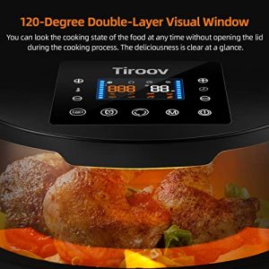 Tiroov Large Air Fryer XL, 7.8 Quart Electric Hot Air Fryer Oven Oilless Cooker with Viewable Window, 10-in-1 LED Digital Touch Screen Air Fryers, Airfryer with Thaw/24h Booking Function(36 Recipes)