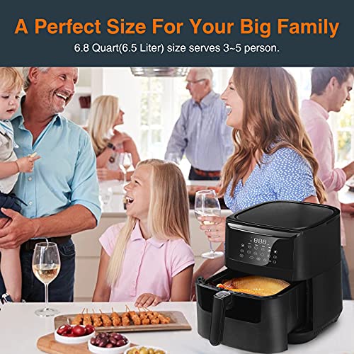 YuuYee Air Fryer, 6.8QT XL LED Touch Screen Air Fryer Oven, 12 Preset Cooking Modes, 85% Fat Reduced, 3-Year Warranty