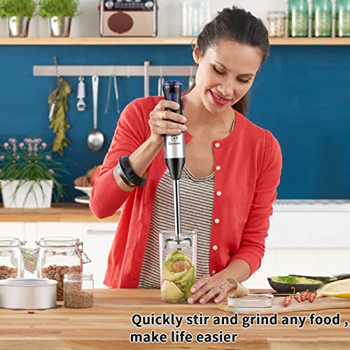 Immersion Blender,Genteen 5-in-1 Handheld Blender-Powerful 1000W Motor Immersion Hand Blender with Stainless Steel Stick Blender,Beaker,Chopper,Whisk and Frother for Baby Food,Smoothie, Sauces,Puree