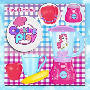 Toy Chef Play Kitchen Appliances – Premium Pretend Blender for Kids– Unicorn-Theme Pink Toddler Kitchen Accessories – Cool Present for Girls and Boys