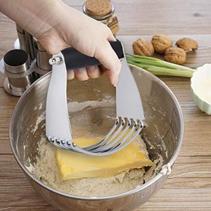 Tonsiki 4 Pieces Stainless Steel Pastry Cutter Set, Including Pastry Blender, Dough Scraper, Pastry Brush, Silicone Baking Mat for Kitchen Baking Tools