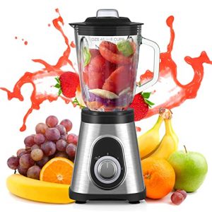 Blender for Shakes and Smoothies, Professional Ice Crusher Blender Machine Countertop Blender for Making Milkshakes and Smoothies, Multifunctional Glass Jar Blender with 2 Speeds and Pulse Function