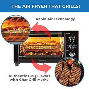PowerXL Air Fryer Grill 8 in 1 Roast, Bake, Rotisserie, Electric Indoor Grill (Black Deluxe)