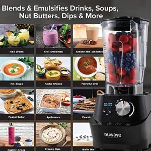 NUWAVE Infinity Moxie 64oz Blender – NSF Certified Professional Grade, Self-Cleaning - 6 presets & 10 Speed Settings for Shakes, Smoothies, Nut Butters, Crushed Ice & More – Comes w/ Plunger & Scraper