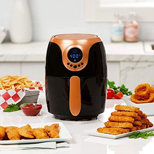 Copper Chef 2 QT Air Fryer - Turbo Cyclonic Airfryer With Rapid Air Technology For Less Oil-Less Cooking. Includes Recipe Book (Black)
