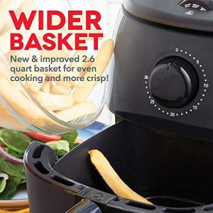 DASH Tasti-Crisp™ Electric Air Fryer Oven Cooker with Temperature Control, Non-Stick Fry Basket, Recipe Guide + Auto Shut Off Feature, 1000-Watt, 2.6Qt, Black