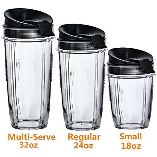 Compatible Cups with Sip & Seal Lids for Nutri Ninja 32 oz Tritan. Compatible with BL480, BL490, BL640, BL680 Auto IQ Series Blenders