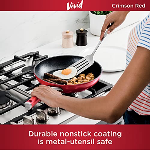 Ninja C20020 Foodi NeverStick Vivid 8-Inch Fry Pan, Nonstick, Durable & Oven Safe to 400°F, Cool-Touch Handles, Crimson Red