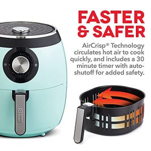 Dash Deluxe Electric Air Fryer + Oven Cooker with Temperature Control, Non-stick Fry Basket, Recipe Guide + Auto Shut Off Feature, 1700-Watt, 6 Quart - Aqua