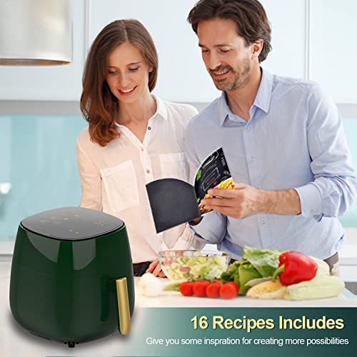 Air Fryer, 4.8QT Airfryers 1400W 7-in-1 Hot Oven Oilless, Digital Touchscreen Air Frier Cookers with Nonstick Basket & Recipe Book(Green 4.5L)