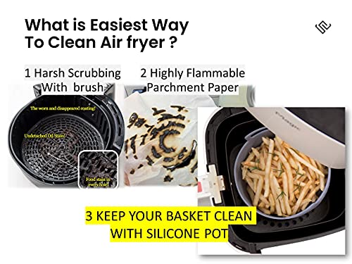 Air Fryer Silicone Pot - Replacement of Parchment Paper Liners - No More Cleaning Basket After Using the Air fryer - Food Safe Air fryers Oven Accessories -[6.3inch]