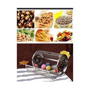 Wifehelper Stainless Steel Rotisserie Grill Roaster Drum Oven Basket Bakeware Oven Roast Baking Rotary Nuts Beans Peanut Basket BBQ Grill 12x18cm…