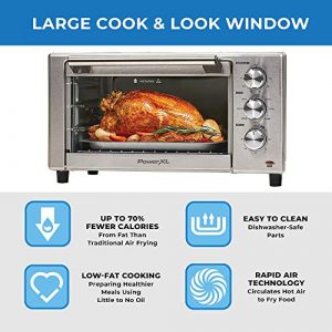 PowerXL Air Fryer Grill 8 in 1 Roast, Bake, Rotisserie, Electric Indoor Grill (Stainless Steel Deluxe)
