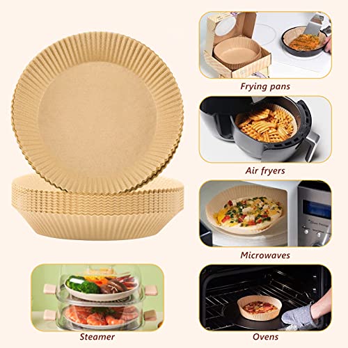 Air Fryer Liners, 100 Piece Air Fryer Disposable Liners, 6.3" Round Air Fryer Nonstick Baking Paper Grease Resistant, Waterproof, Food Grade Parchment Paper for Baking Baking Microwave