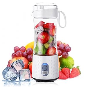 WATSMAR Portable Blender, USB Rechargeable Personal Size Blender for Shakes & Smoothies, Mini Small Fruit Mixer Juicer with 50 Recipes, 4000mAh Battery, 380ML & 6pcs 3D Blades for Travel/Gym/Outdoors