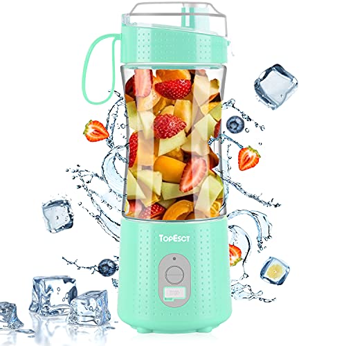 TopEsct Portable Blender, Personal Size Blender Shakes and Smoothies, Mini Blender, with Powerful Motor 4000mAh USB Rechargeable Juicer Cup, for Home, Travel, Office, Blue
