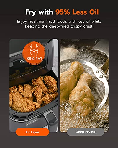 Air Fryer, Qualeben 6QT Air Fryer with 100 Recipes, 1750W Large Air Fryer with Touchscreen, Digital Air Fryer with 8-in-1 Colorful Presets, Non-stick Oilless Air Fryer Cooker with Timer, Easy to Clean