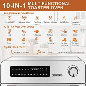 Digital Air Fryer Oven 10-in-1 Countertop Toaster Oven & Air Fryer Combo - Rotisserie, Broiler, Dehydrator, & More | 6 Accessories | 24.3 QT