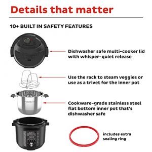 Instant Pot Pro 10-in-1 Pressure Cooker, Slow Cooker, Rice/Grain Cooker, Steamer, Saute, Sous Vide, Yogurt Maker, Sterilizer, and Warmer, 6 Quart